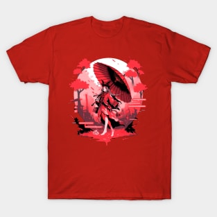 Elegance Amidst the Crimson Bloom T-Shirt